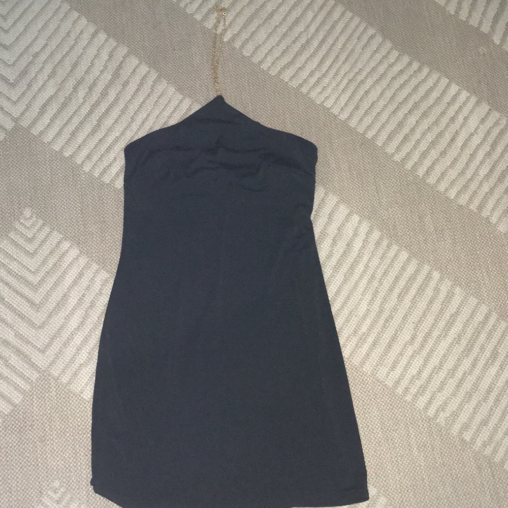Stretch mini dress with gold chain halter